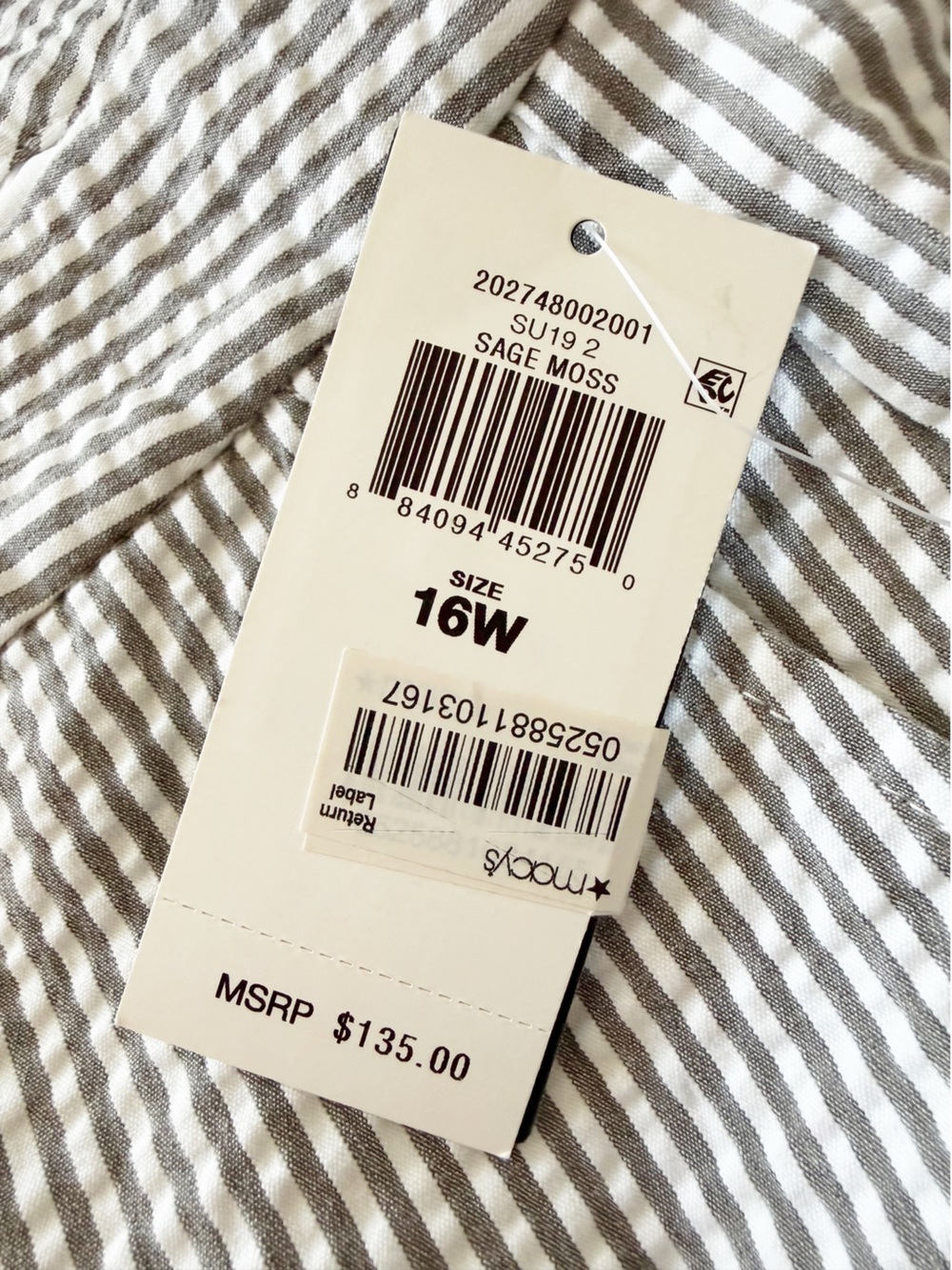 NWT $135 RALPH LAUREN Seersucker Ankle Pant Grey & White Size 16W - Picture 9 of 10